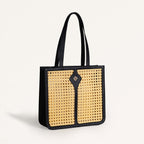 Classic Black Rattan Cane Webbing Tote Bag
