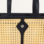 Classic Black Rattan Cane Webbing Tote Bag