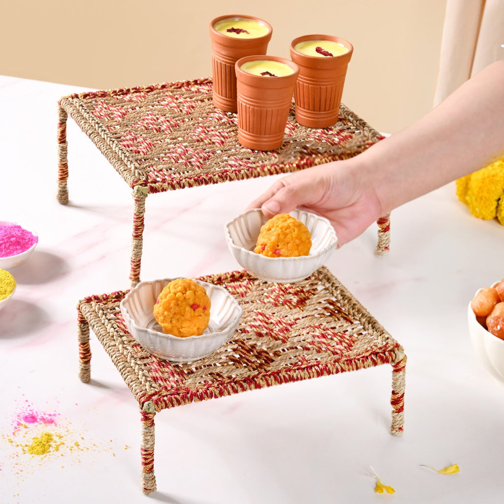 Handwoven Sabai Risers With Zari Set Of 2