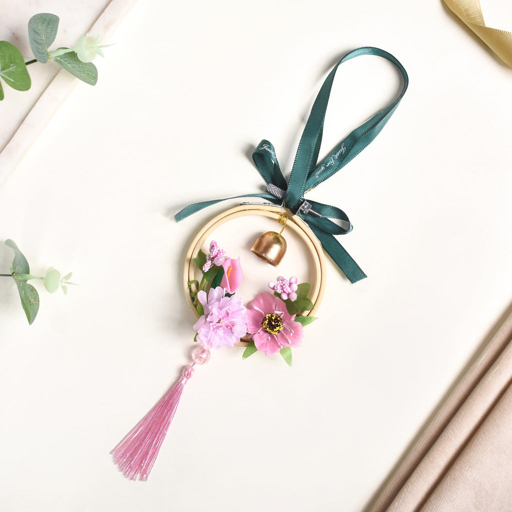 DIY Floral Swinging Car Ornament Pink