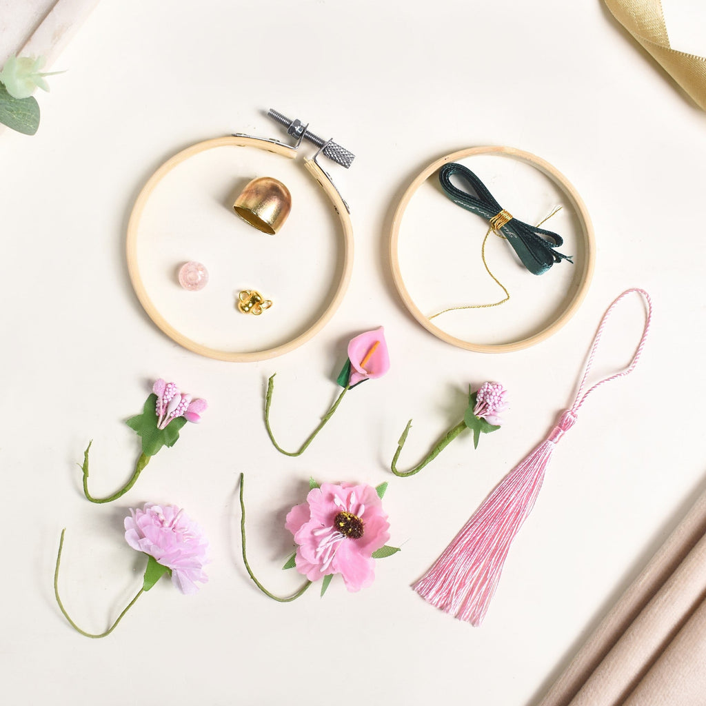 DIY Floral Swinging Car Ornament Pink