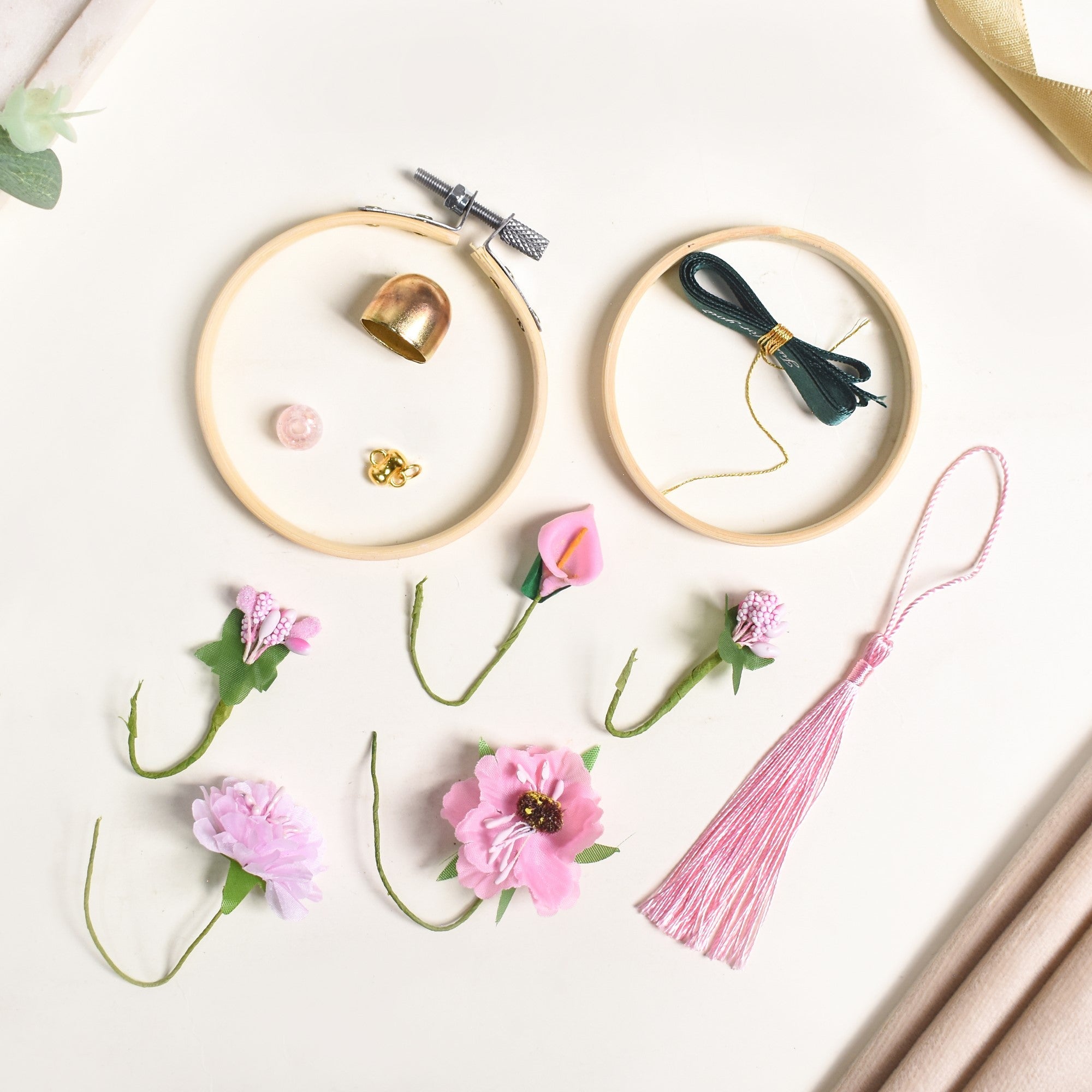 DIY Floral Swinging Car Ornament Pink