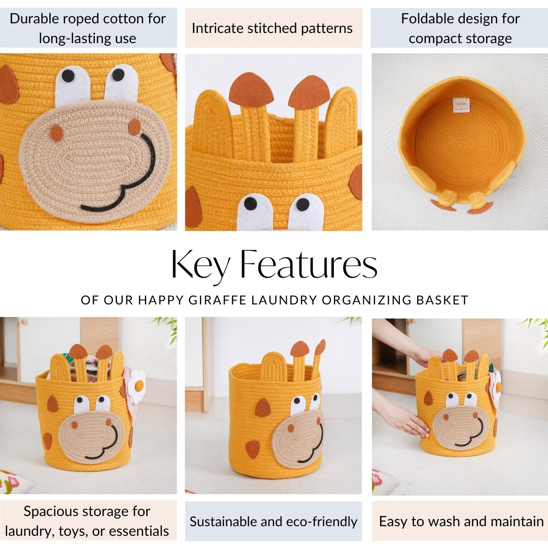Happy Giraffe Organiser Basket For Kids Room 40cm