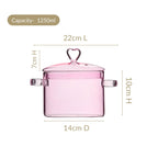 Love Pink Borosilicate Glass Cooking Pot 1250ml