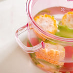 Love Pink Borosilicate Glass Cooking Pot 1250ml