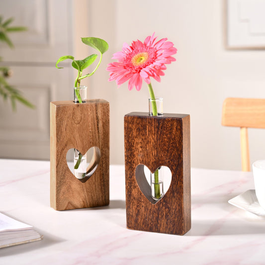 Heart Shaped Planter Pair With Removable Test Tubes