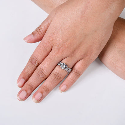 Heart Solitaire Knotted Silver Ring