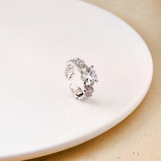 Heart Solitaire Knotted Silver Ring