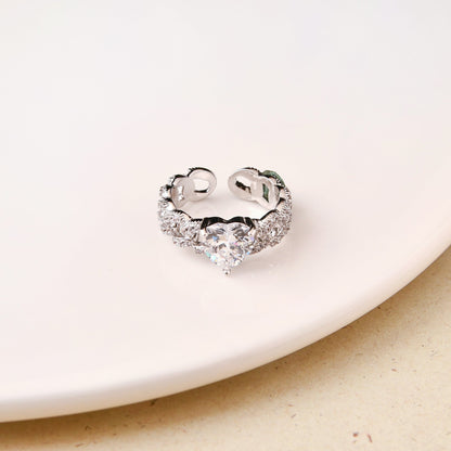 Heart Solitaire Knotted Silver Ring