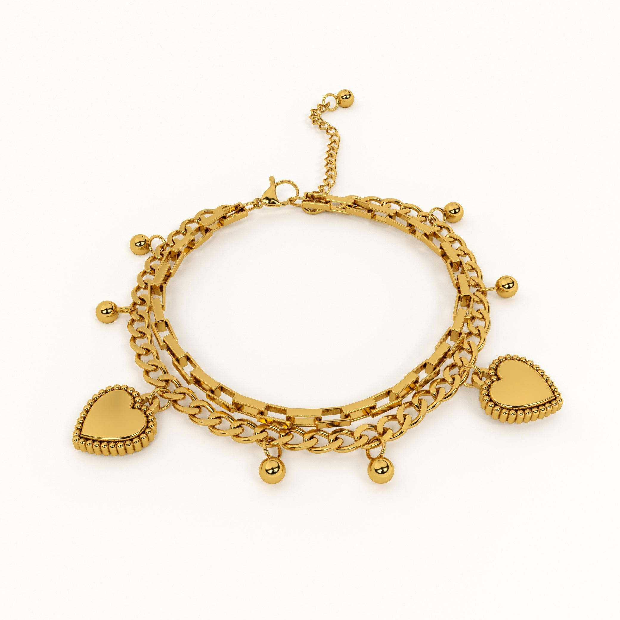 Delicate Diamond Studded Necklace & Hearts All Over Bracelet Jewellery Set
