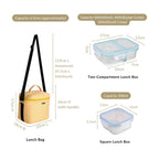 Heat Insulated Lunch Bag With Lunch Box Hamper Yellow