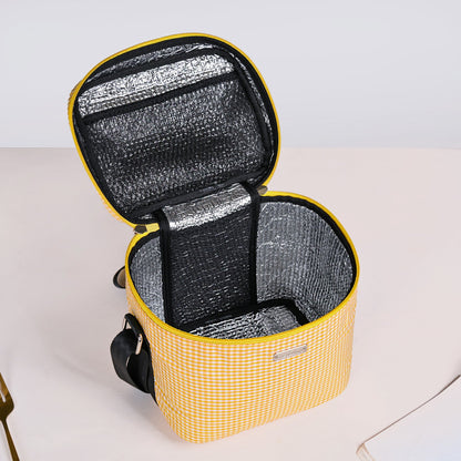 Heat Insulated Lunch Bag With Lunch Box Hamper Yellow