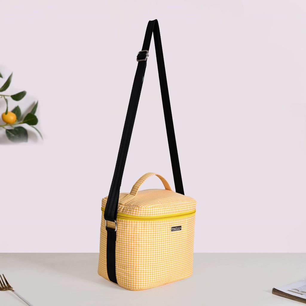 Heat Insulated Lunch Bag With Lunch Box Hamper Yellow