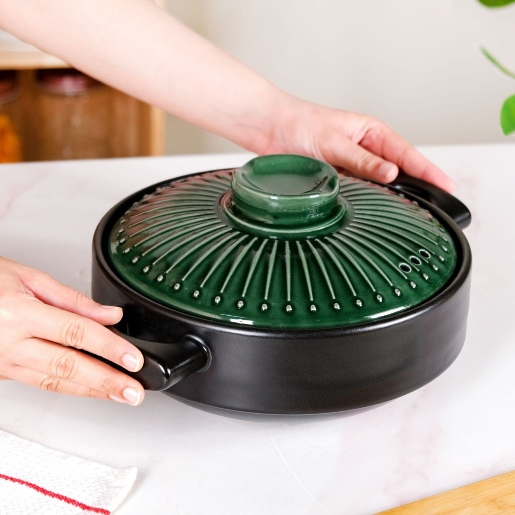 Botanica Ceramic Casserole Cooking Pot Green 2000ml