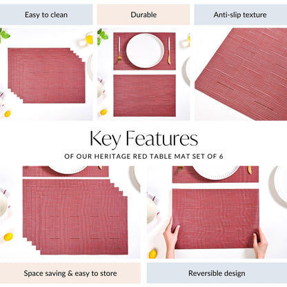 Heritage Red Table Mat Set Of 6
