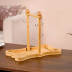 Hexagonal Minimalist White Tea Set With Wooden Stand