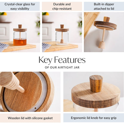 Airtight Lid Glass Honey Jar 500ml