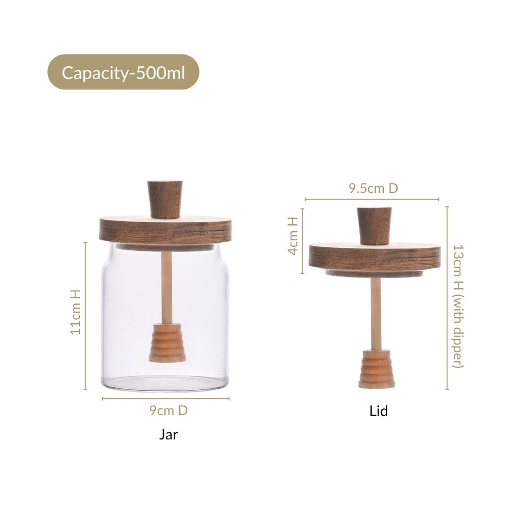 Airtight Lid Glass Honey Jar 500ml
