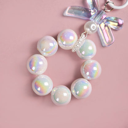 Hoop With Bow Chic White Keyring