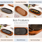 Barbecue Grill Plate With Seesham Wood Base