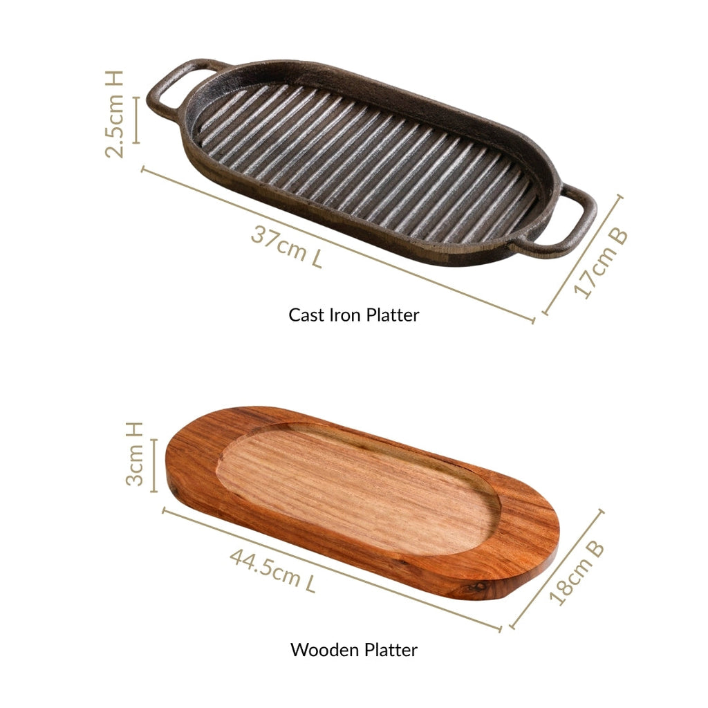 Barbecue Grill Plate With Seesham Wood Base