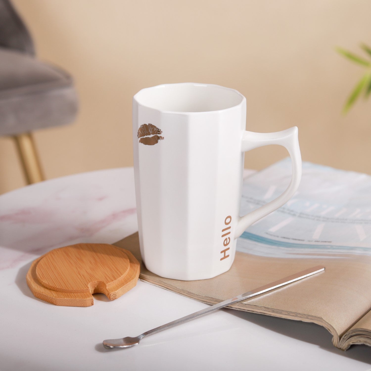 Cup With Lid and Spoon