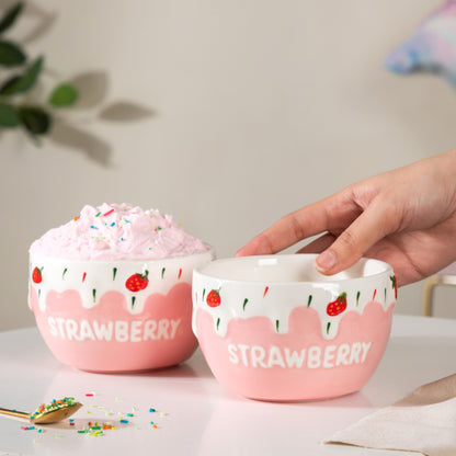 Light Pink Strawberry Side Bowl Set Of 2 400 ml