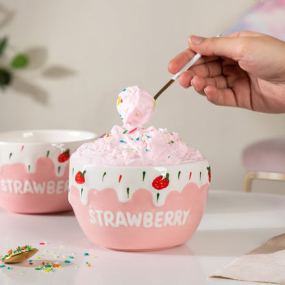 Light Pink Strawberry Side Bowl Set Of 2 400 ml