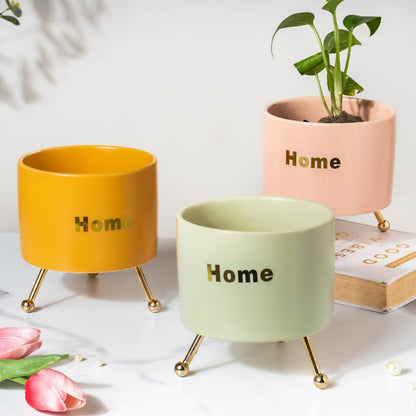 Home Ceramic Planter With Stand Pink