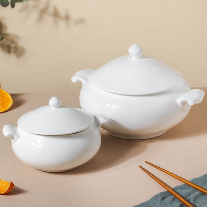 Serena Pearly White Serving Bowl With Lid Small 1 L