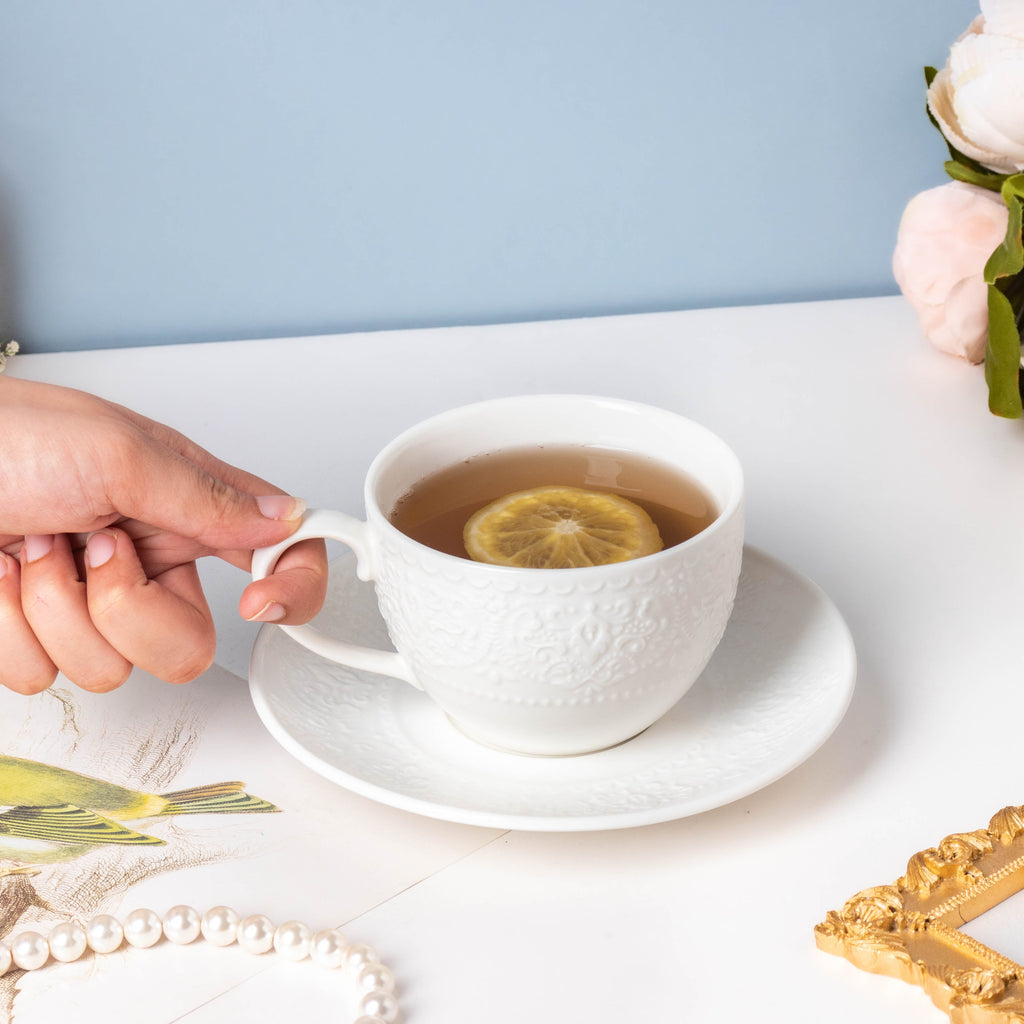 Serena White Truffle Cup and Saucer Set
