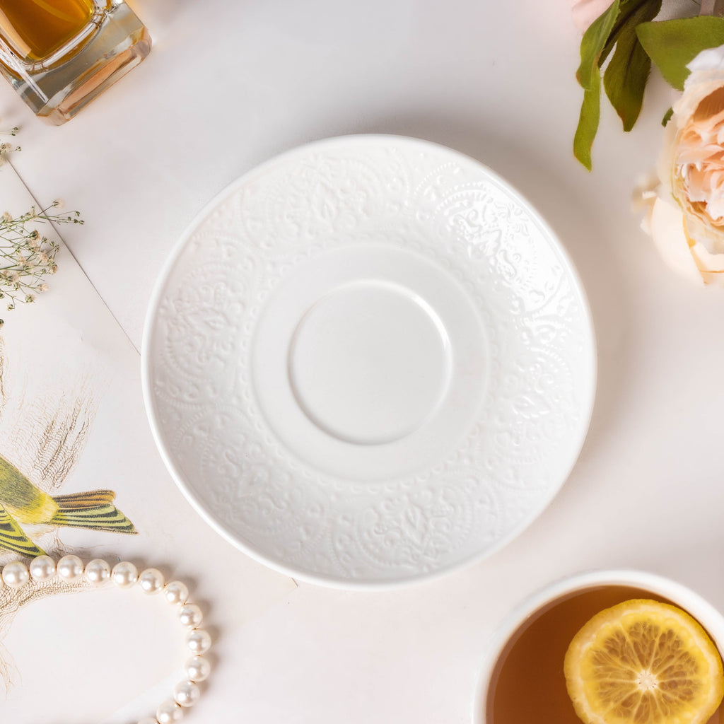 Serena White Truffle Cup and Saucer Set