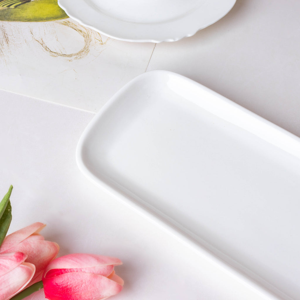 Serena Snowy White Long Platter 14 Inch
