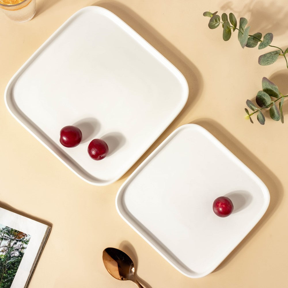 Ceramic Square Dining Plate White