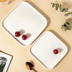Ceramic Square Dining Plate White