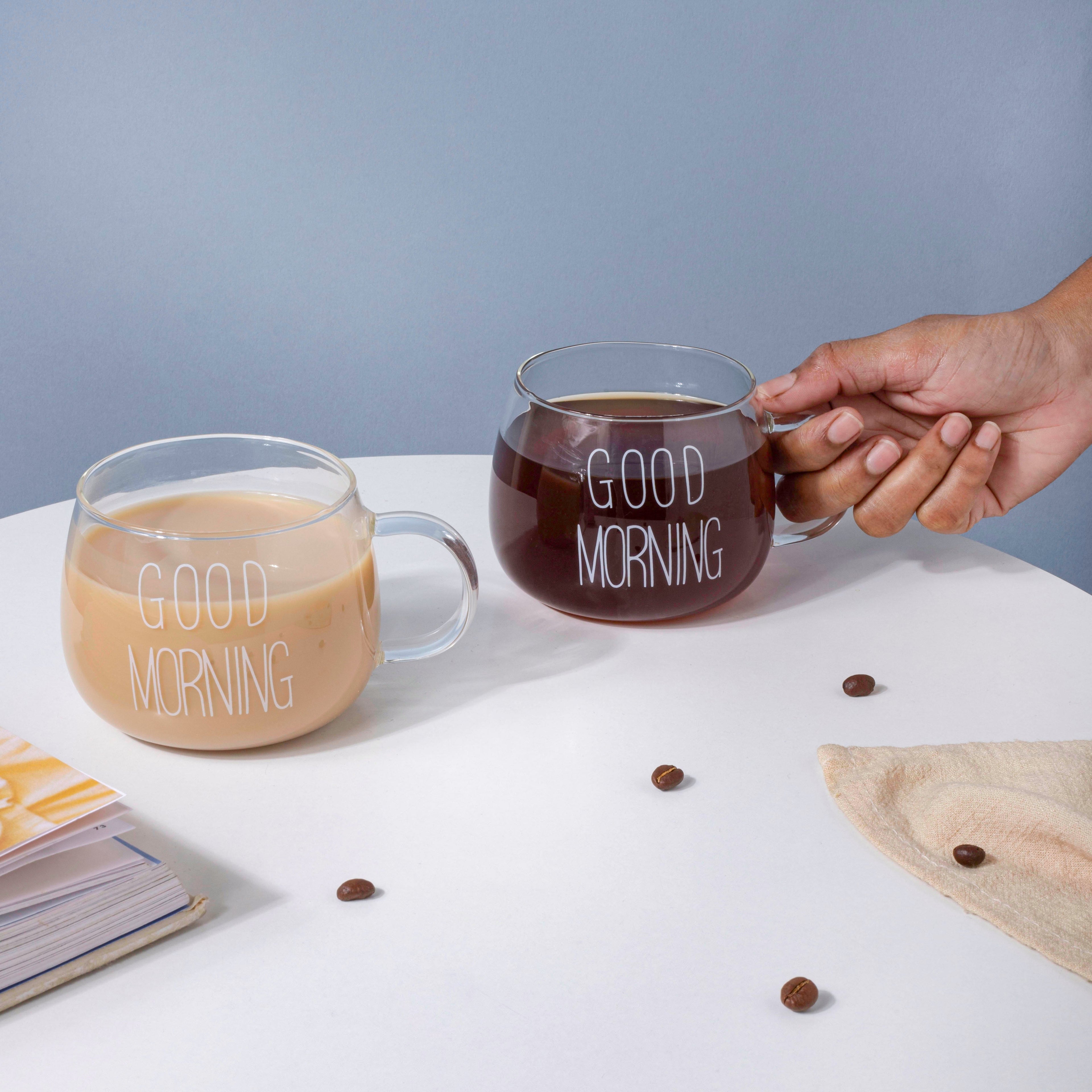 Good Morning Tea Cup Set of 2 White