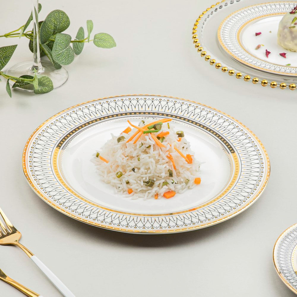 Gold Detailed Glam Dinner Plate 10 Inch