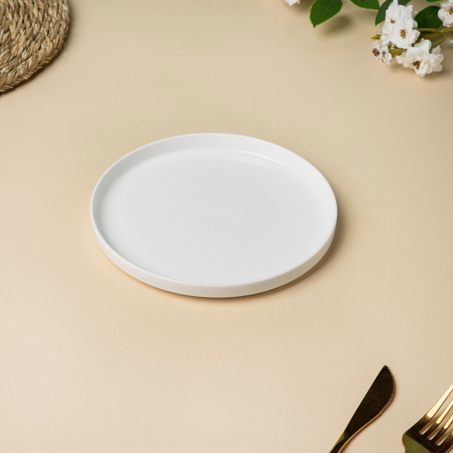 Riona Ceramic Appetizer Plate White 7 Inch