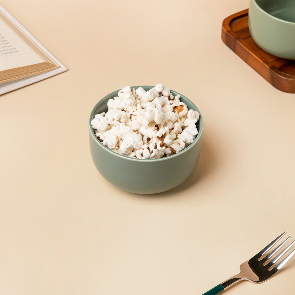 Riona Ceramic Dessert Bowl Matte Green