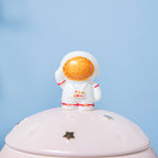 Astronaut Starry Mug With Lid And Spoon Pink 350 ml