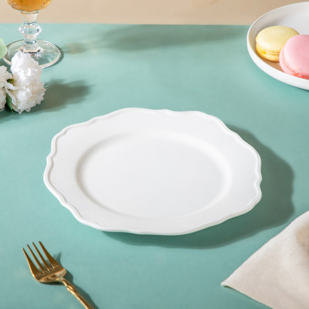 Riona Flower Ceramic Dinner Plate White 9 Inch