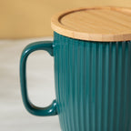 Ceramic Mug with Wooden Lid Green