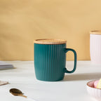 Ceramic Mug with Wooden Lid Green