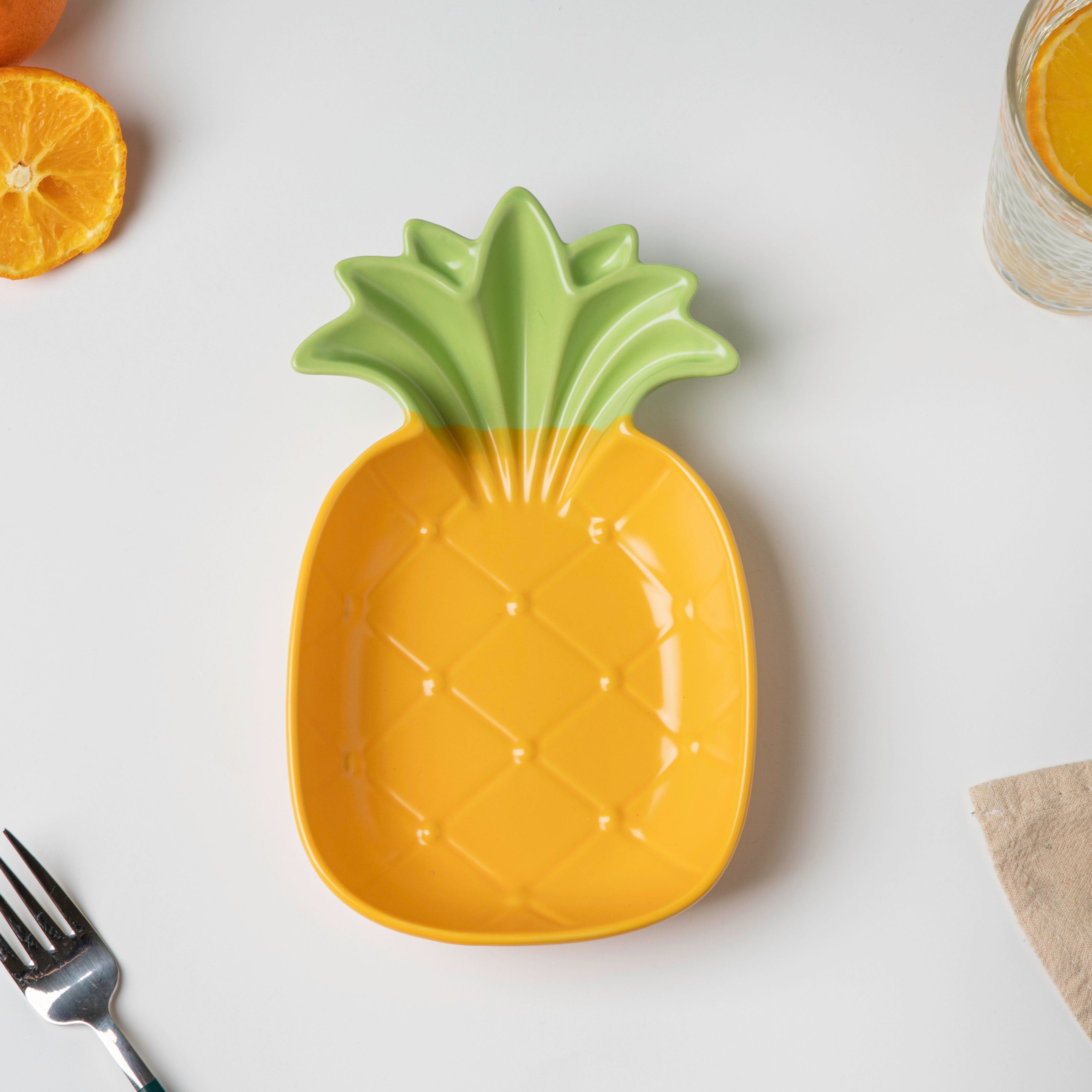 Perky Pineapple Textured Snack Plate 8 Inch