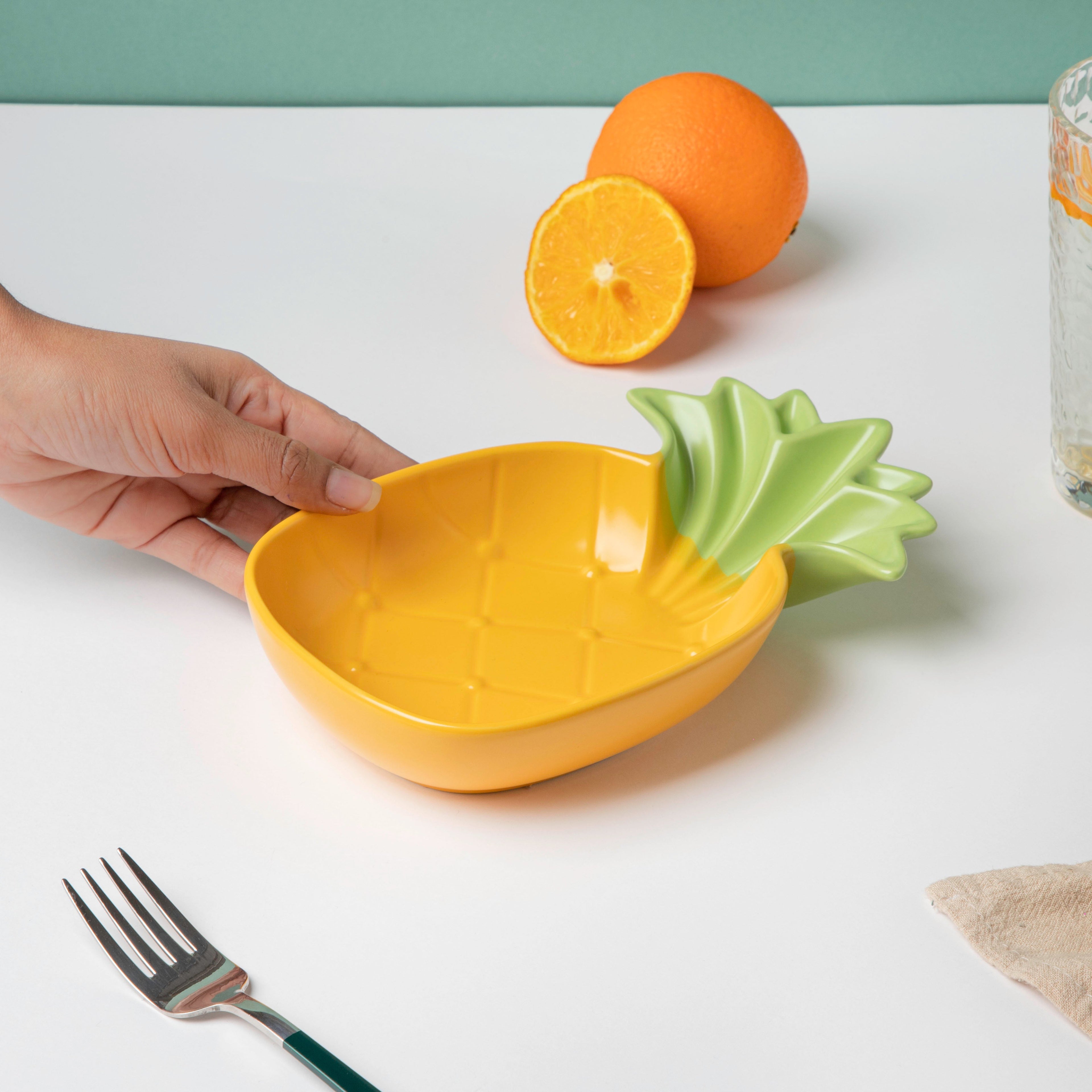 Perky Pineapple Textured Snack Plate 8 Inch