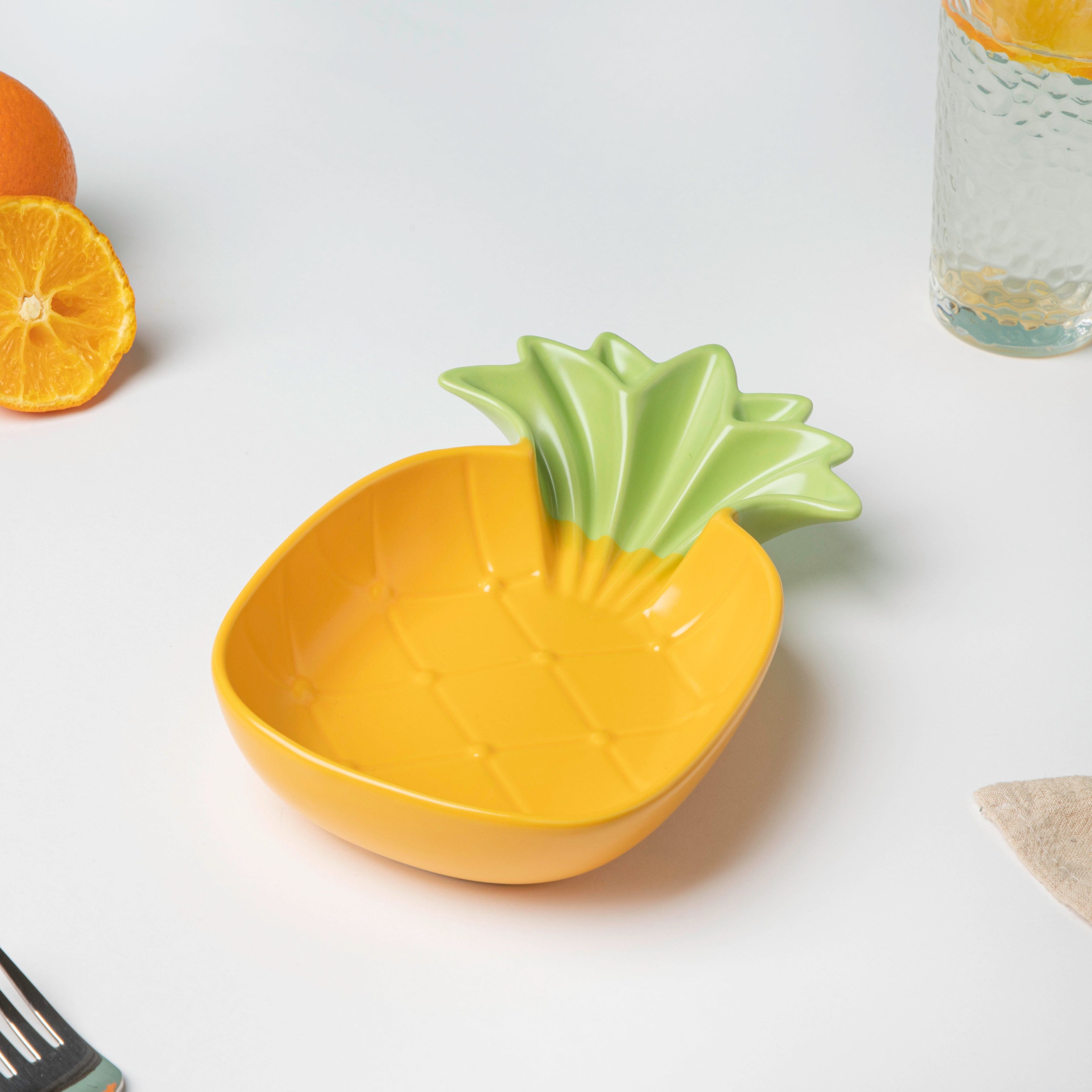 Perky Pineapple Textured Snack Plate 8 Inch