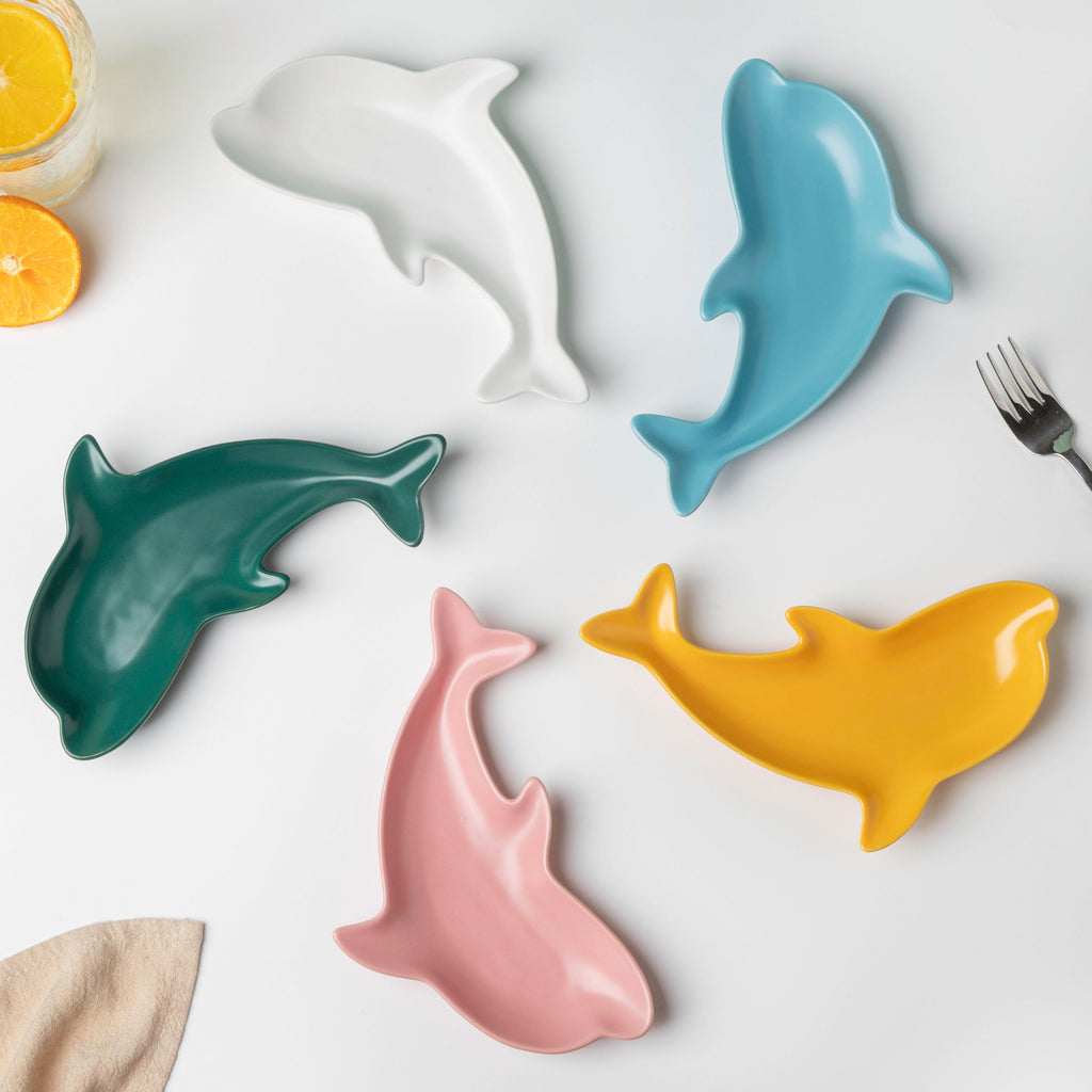Ocean Blue Dolphin Snack Plate 8 Inch