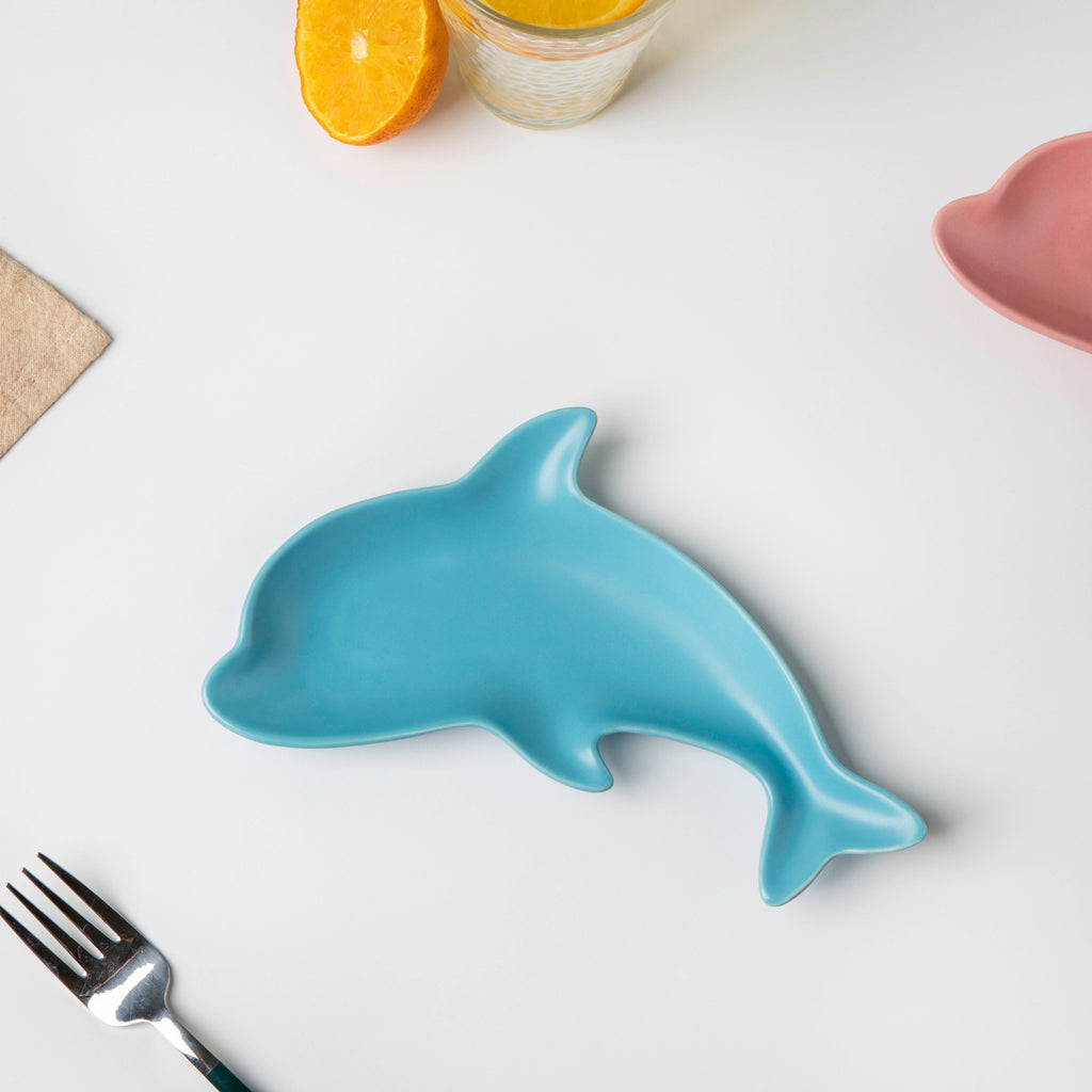 Ocean Blue Dolphin Snack Plate 8 Inch