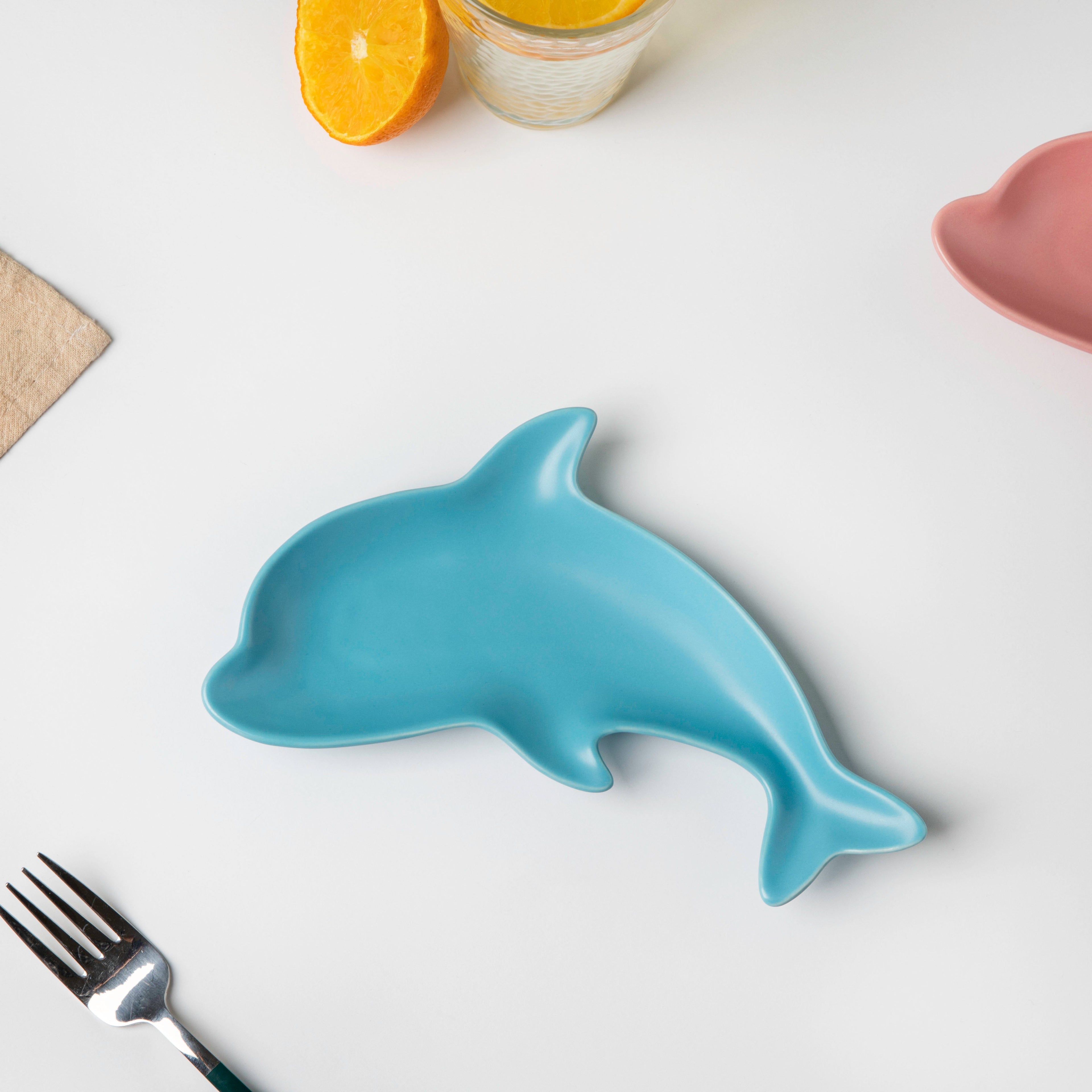 Ocean Blue Dolphin Snack Plate 8 Inch