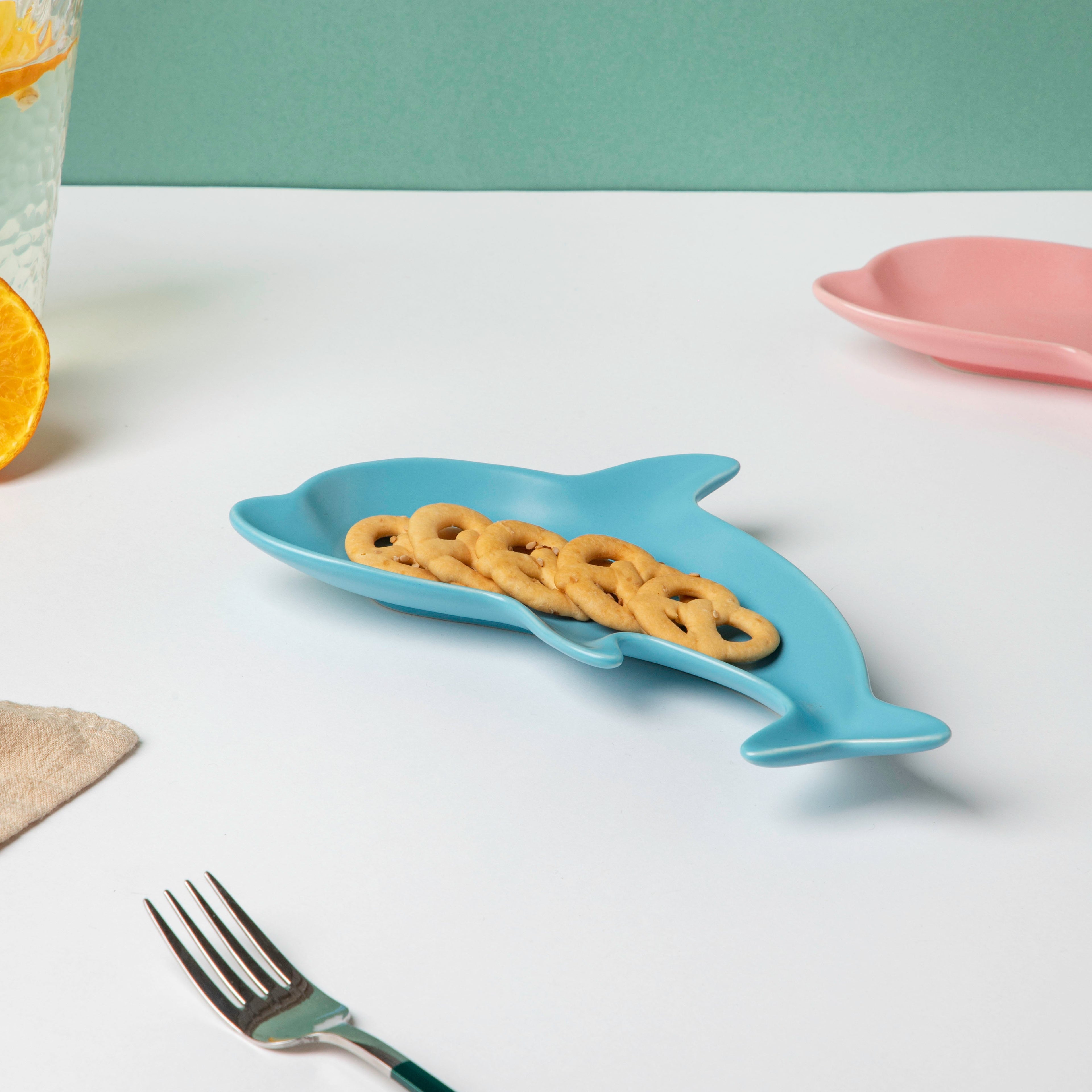 Ocean Blue Dolphin Snack Plate 8 Inch